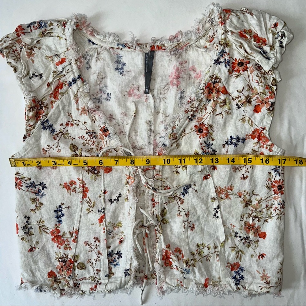 Anthropologie Boho White Floral Blouse Size: XS - Picture 8 of 10